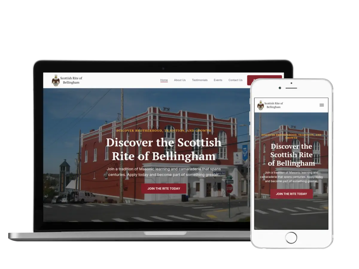 Scottish Rite of Bellingham website displayed on a computer